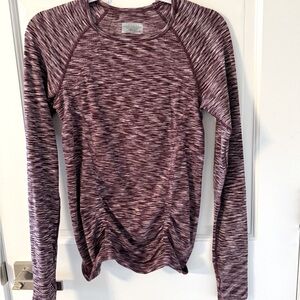 Athleta Fastest Track Long Sleeve Space Dye Burgundy Top Size Small